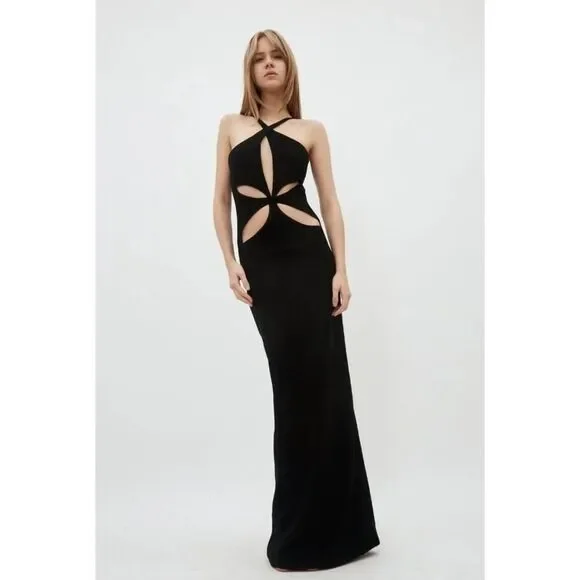 MONOT Cutout Halter Maxi Dress black US8 - joarbit.com
